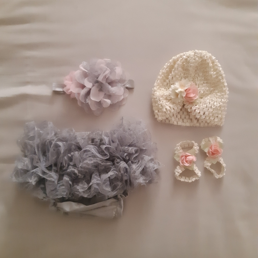 2 sets, 4pcs, Infant Baby Girl Photo Outfits